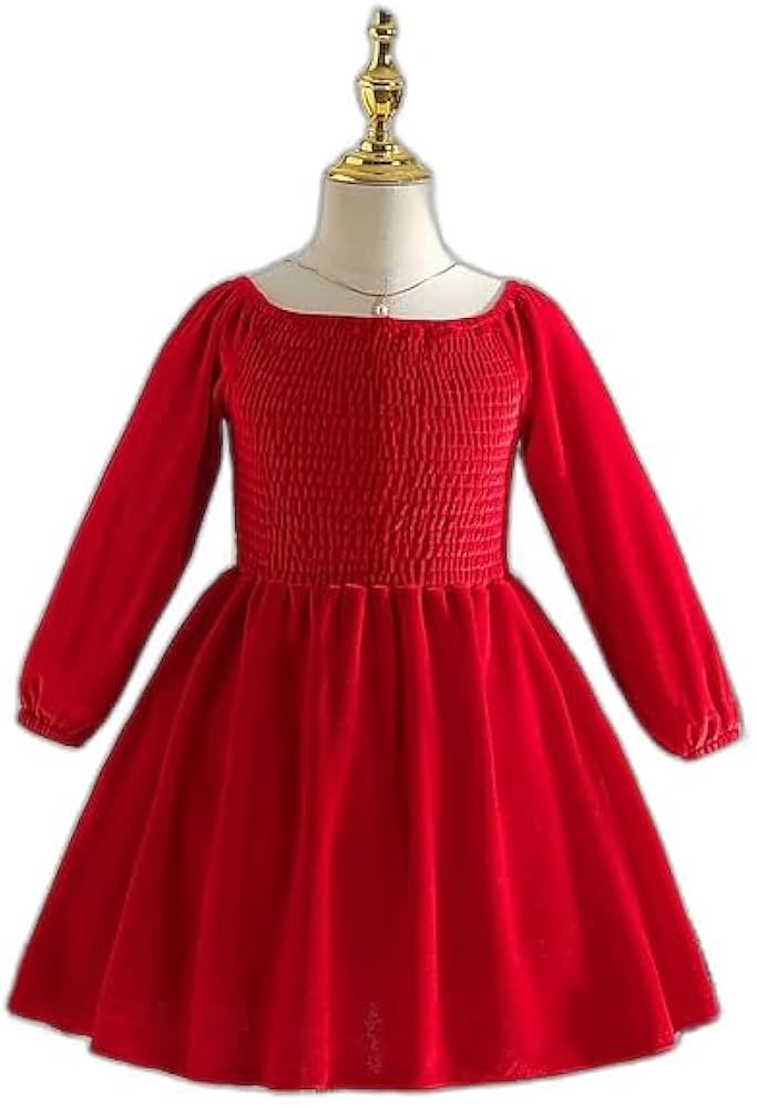 Kids Girls' Dress Solid Color Ugly Long Sleeve Performance Cute