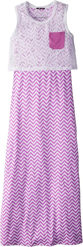 Dream Star Big Girls' Maxi Dress with Crochet Popover