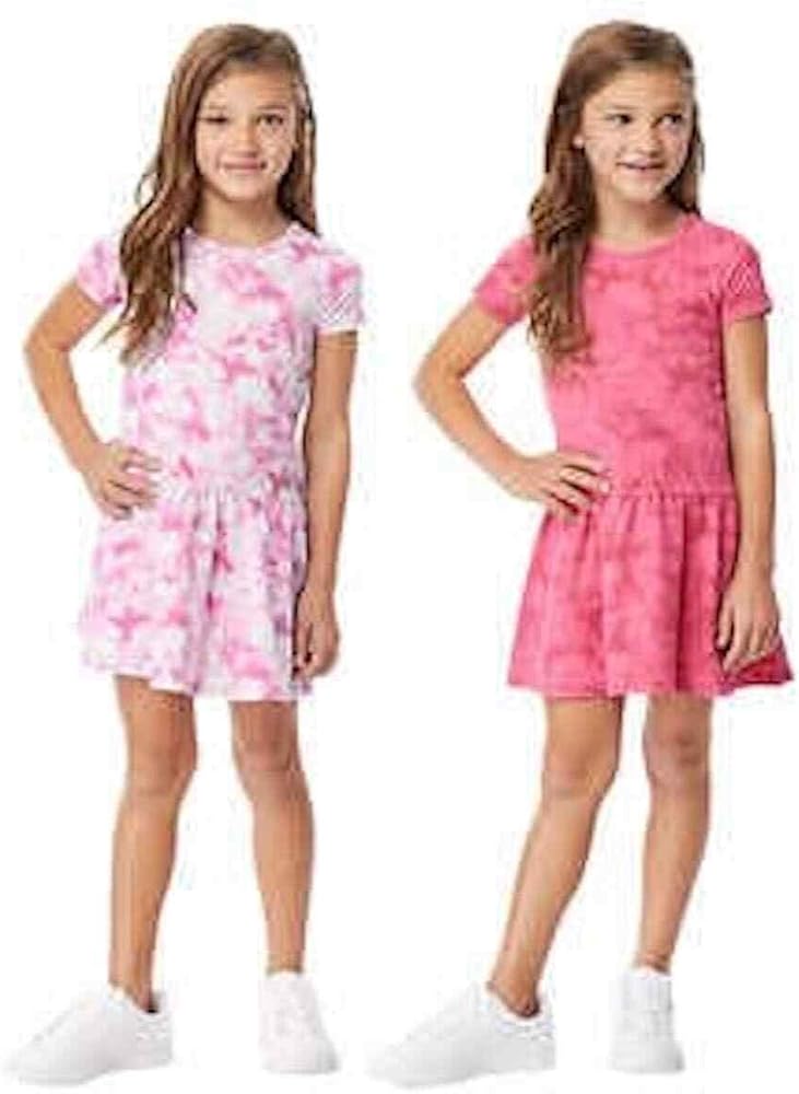 32 Degrees Cool Little Girl's 2 Piece Ultra Soft Dresses (Tropical Popsicle/Rose Violet Tie Dye, 2T)