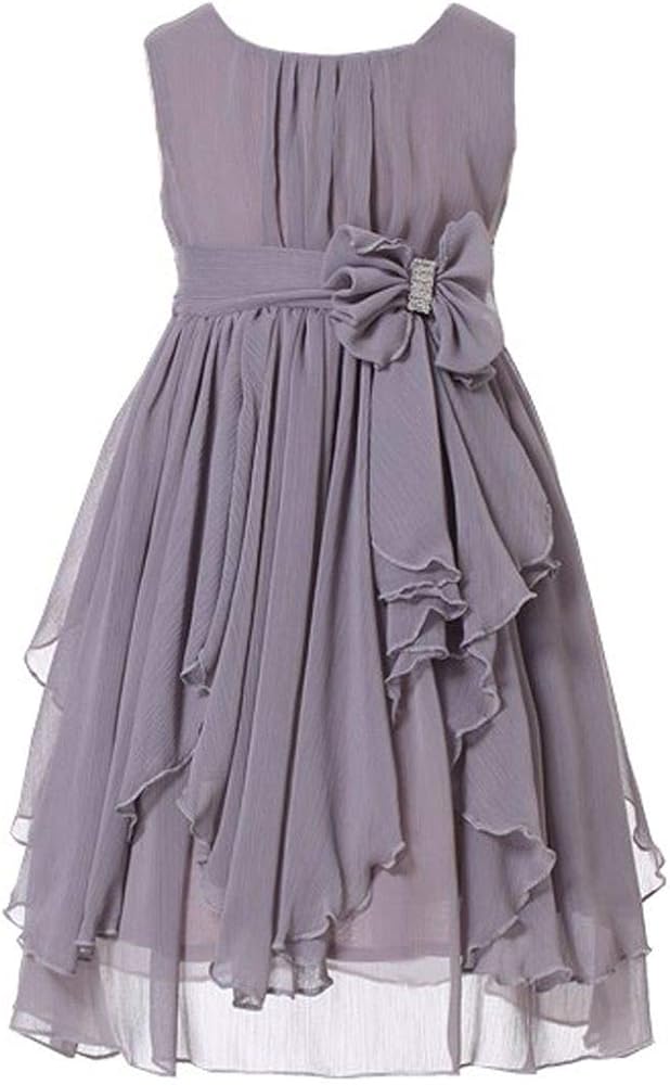 Bow Dream Flower Girl Dress Ruffled Chiffon