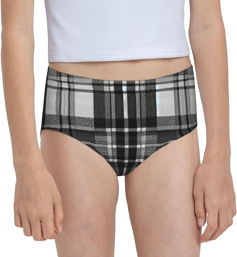 Augenstern Cotton Underwear Grey-Black-Tartan Girls'Briefs Soft Underpants