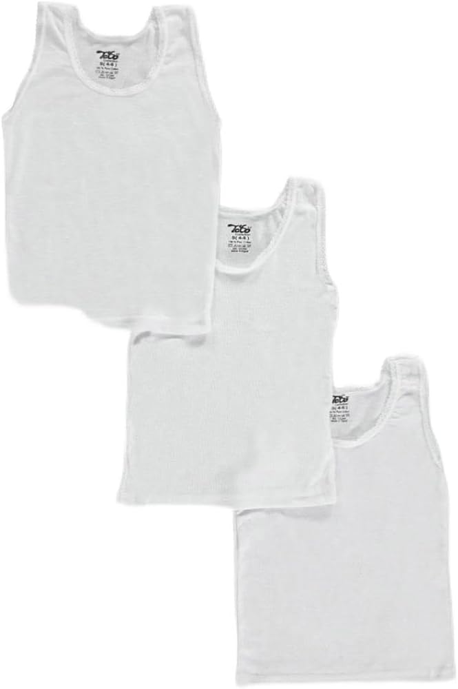 TATO Little Girls' Toddler 3-Pack Tank Tops (Sizes 2T - 4T) - white, 2t - 3t