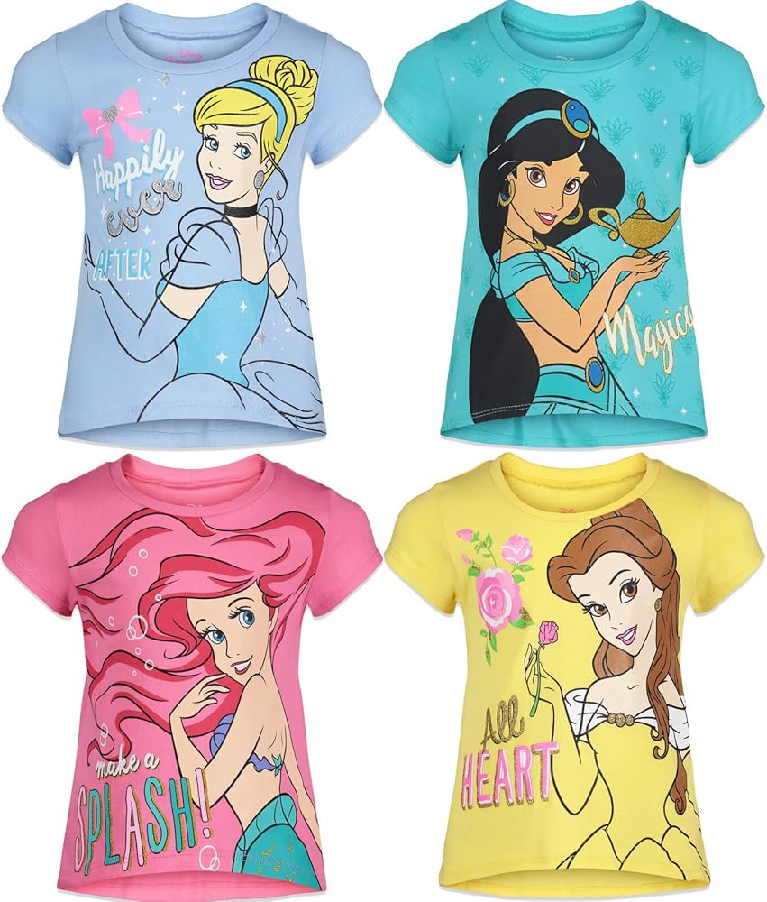 Disney Princess 4 Pack T-Shirts Infant to Big Kid