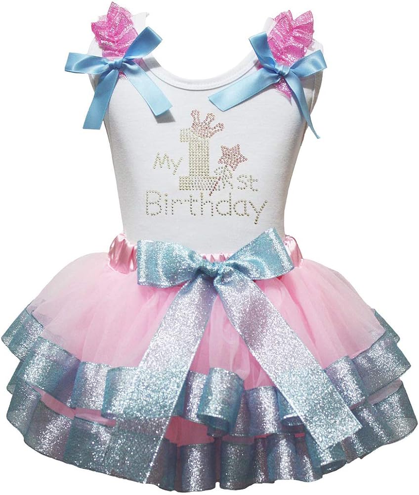 Petitebella My 1st Birthday Shirt Ribbon Petal Skirt Outfit Nb-2y