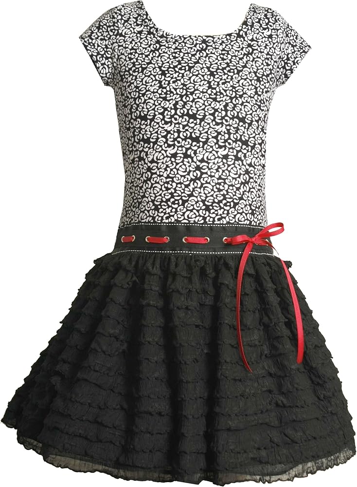 Bonnie Jean Little Girls' Drop Waist Ruffles Skirt With Print Top