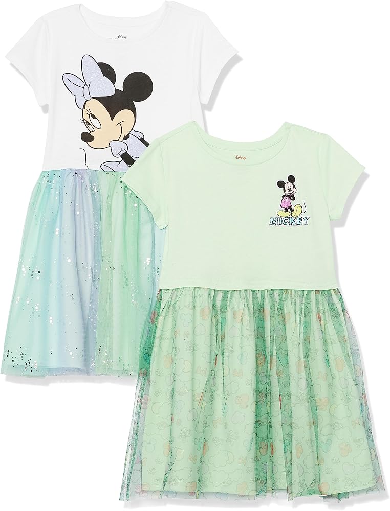 Disney Mickey Minnie Mouse 2-Pack Tulle Dress Bundle Set-Girls 4-16