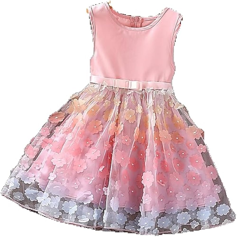 Kids Girls' Dress Floral Sleeveless Performance Party Outdoor Mesh Vacation Fashion