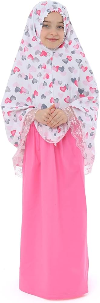 Prayer Set for Muslim Girls, Two Pieces Set Skirt and Scarf prayer kids Islamic