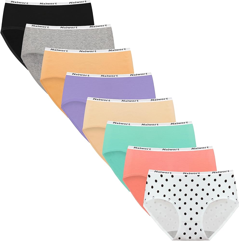 Nalwort Girls Panties Big Kids Cotton Underwear for Teens Briefs Pack of 8