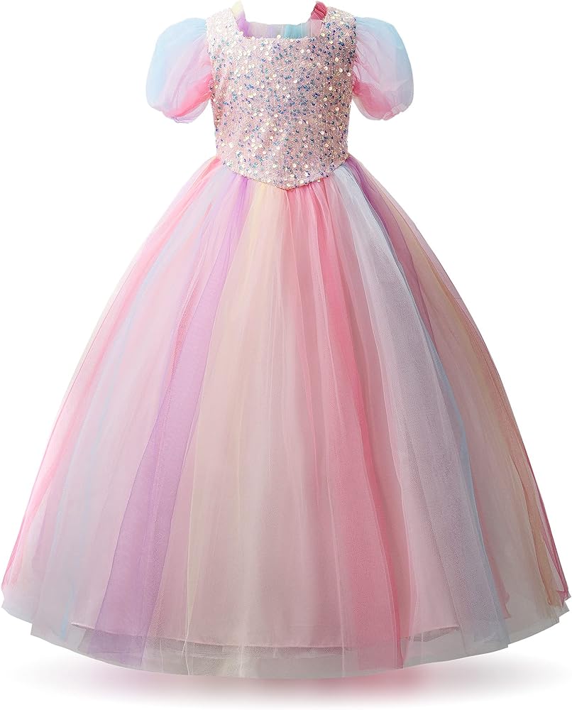 Uhnice Flower Girl Dress Sequin Ball Gown for Wedding Party