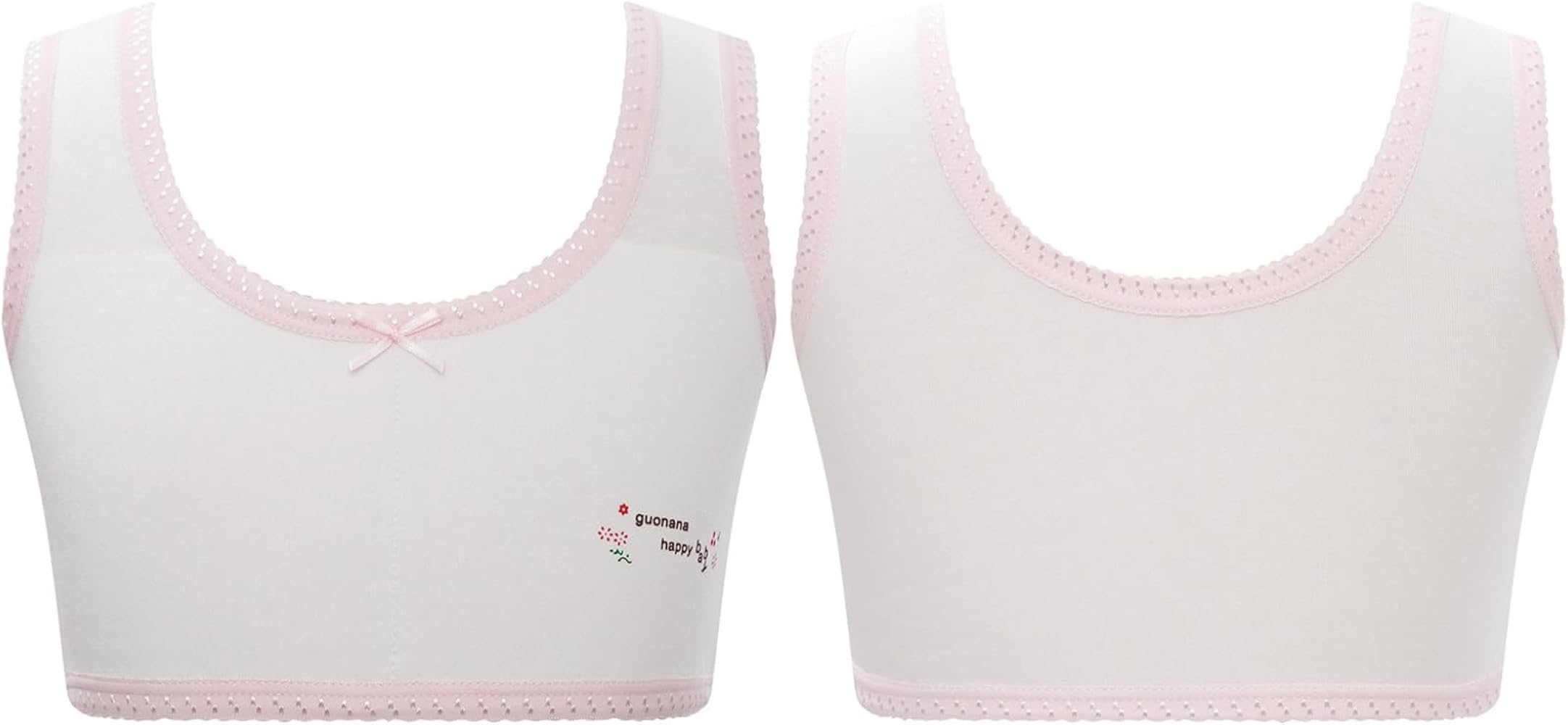 Girls' Training Bra Stretch Cotton Cami Bralette Breathable Underwear Wide Straps Crop Tank Top