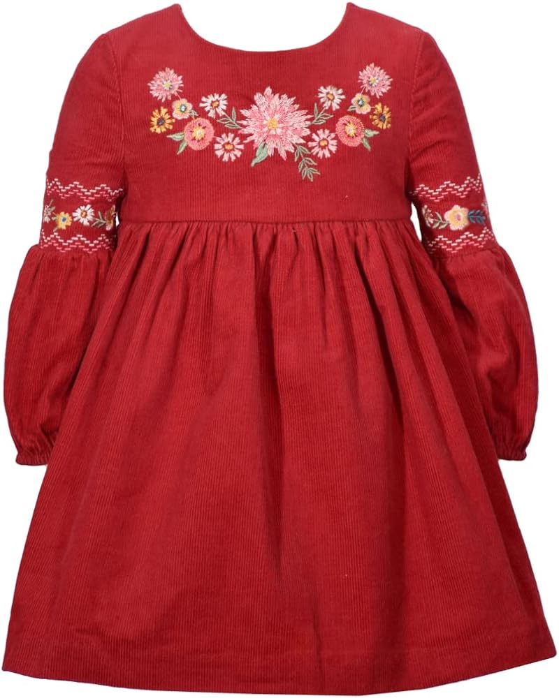 Bonnie Jean Girl's Thanksgiving Dress - Corduroy Harvest Dress for Baby Toddler and Little Girls