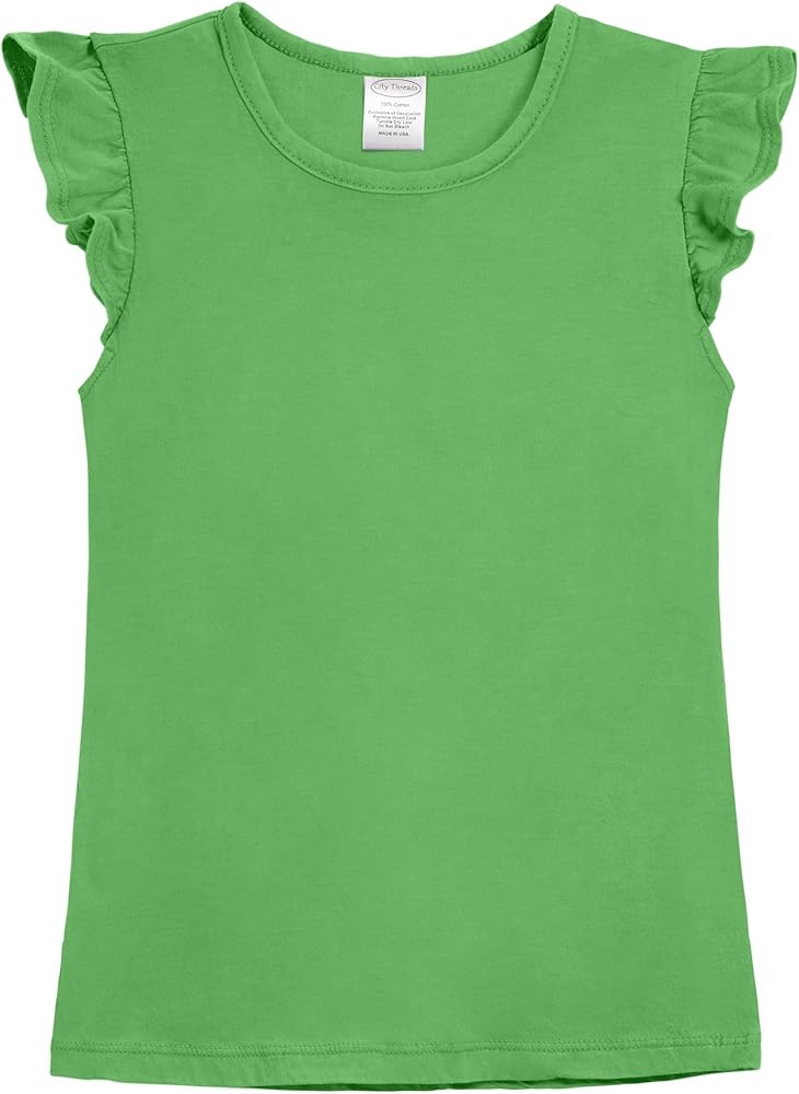 City Threads Girls' All Cotton Short Flutter Sleeve Top Blouse Shirt School, Party