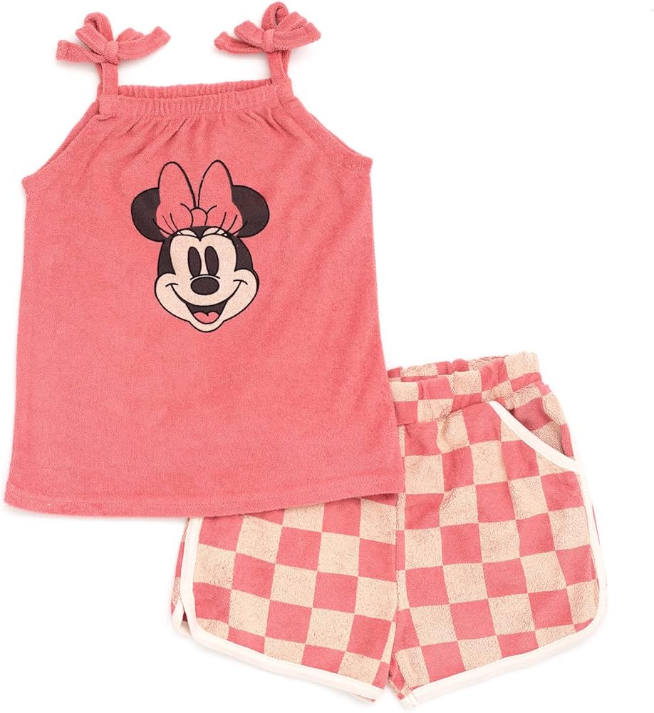 Disney Minnie Mouse Princess Ariel Girls Tank Top and Active Retro Dolphin Shorts Toddler to Big Kid