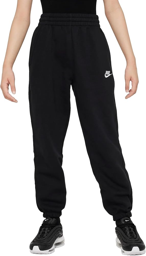 Nike Sportswear Club Fleece Big Kids' (Girls') Loose Pants (Black/Black/White, FD2933-010) Size X-Large