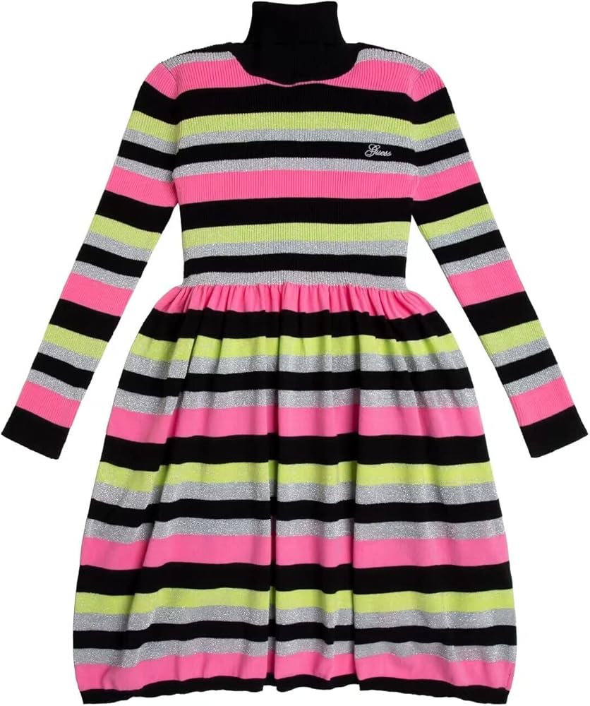 GUESS Girls' One Size Long Sleeve Striped Sweater Dress