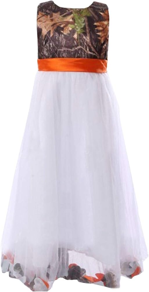 DINGZANCAMO Camo and White Tulle Flower Girl Dress Mini Junior Bridesmaid Gowns