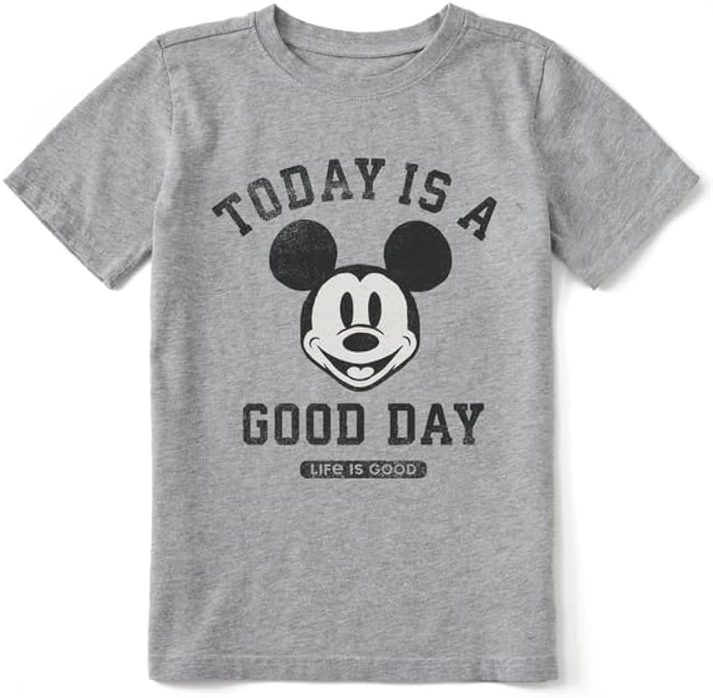 Life is Good. Kids Clean Steamboat SS Crusher Tee, Heather Gray, X-Large