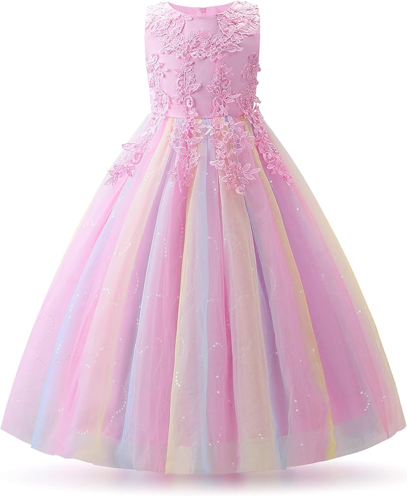 JerrisApparel Girl Princess Tulle Dress Bridesmaid Pageant Gown Birthday Party Wedding Dress