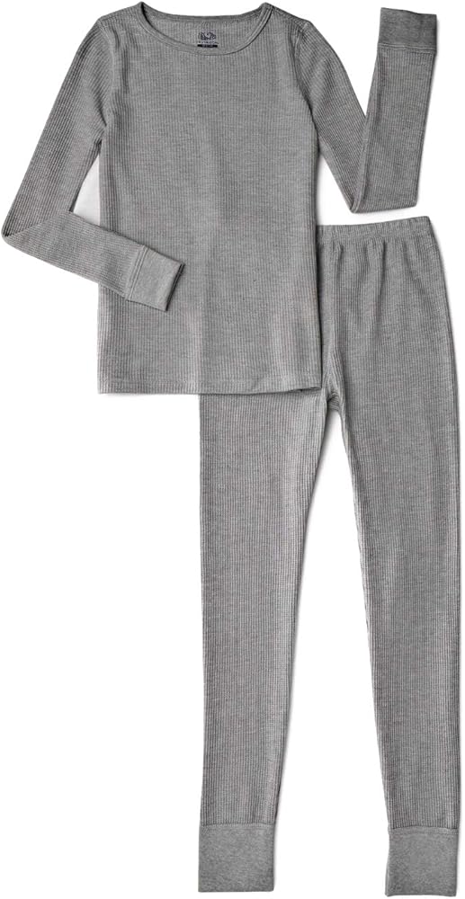 Fruit of the Loom Girl's Waffle Thermal Underwear Set Grey (S 6-6X)