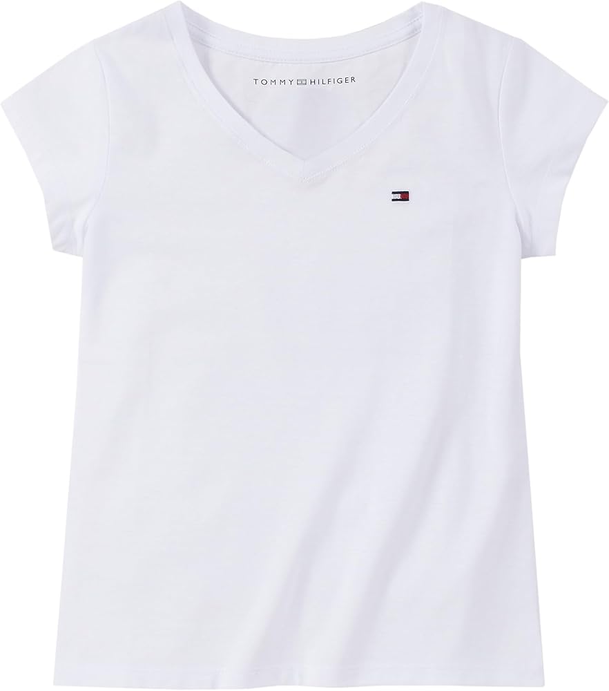 Tommy Hilfiger Girl's Short Sleeve Solid V-neck T-shirt