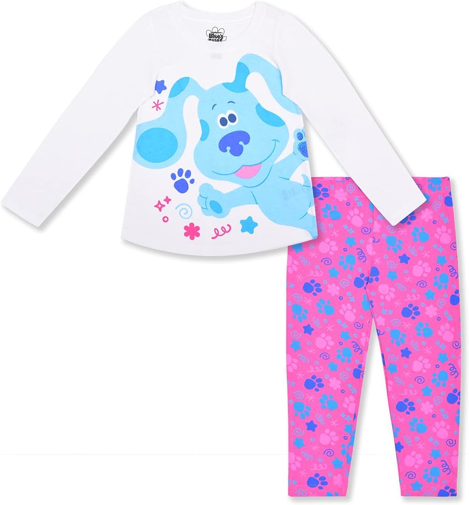 Nickelodeon Blue’s Clues Girls’ Long Sleeve Shirt and Leggings Set for Toddler – Pink/White