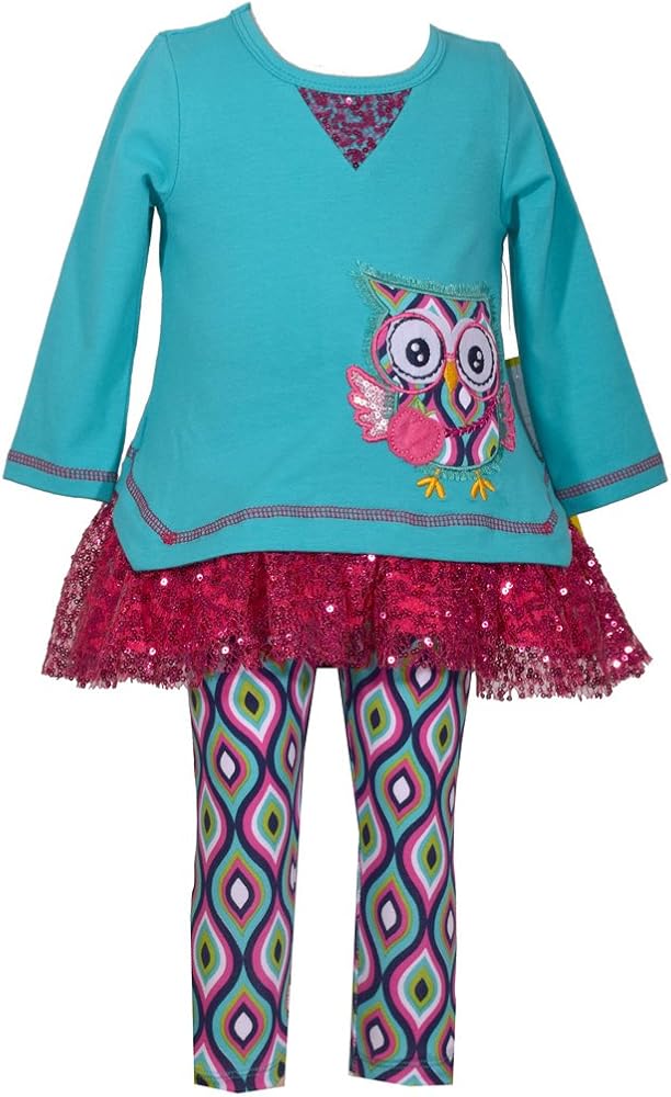 Bonnie Jean Girls Geometric Sequin Owl Set (0m-6x)